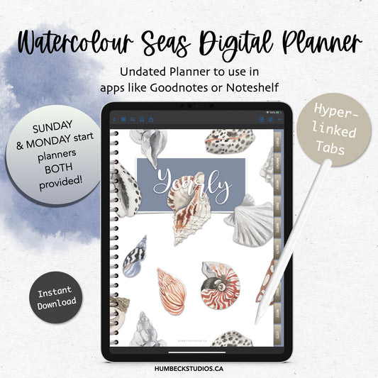 Watercolour Seas Undated Digital Planner