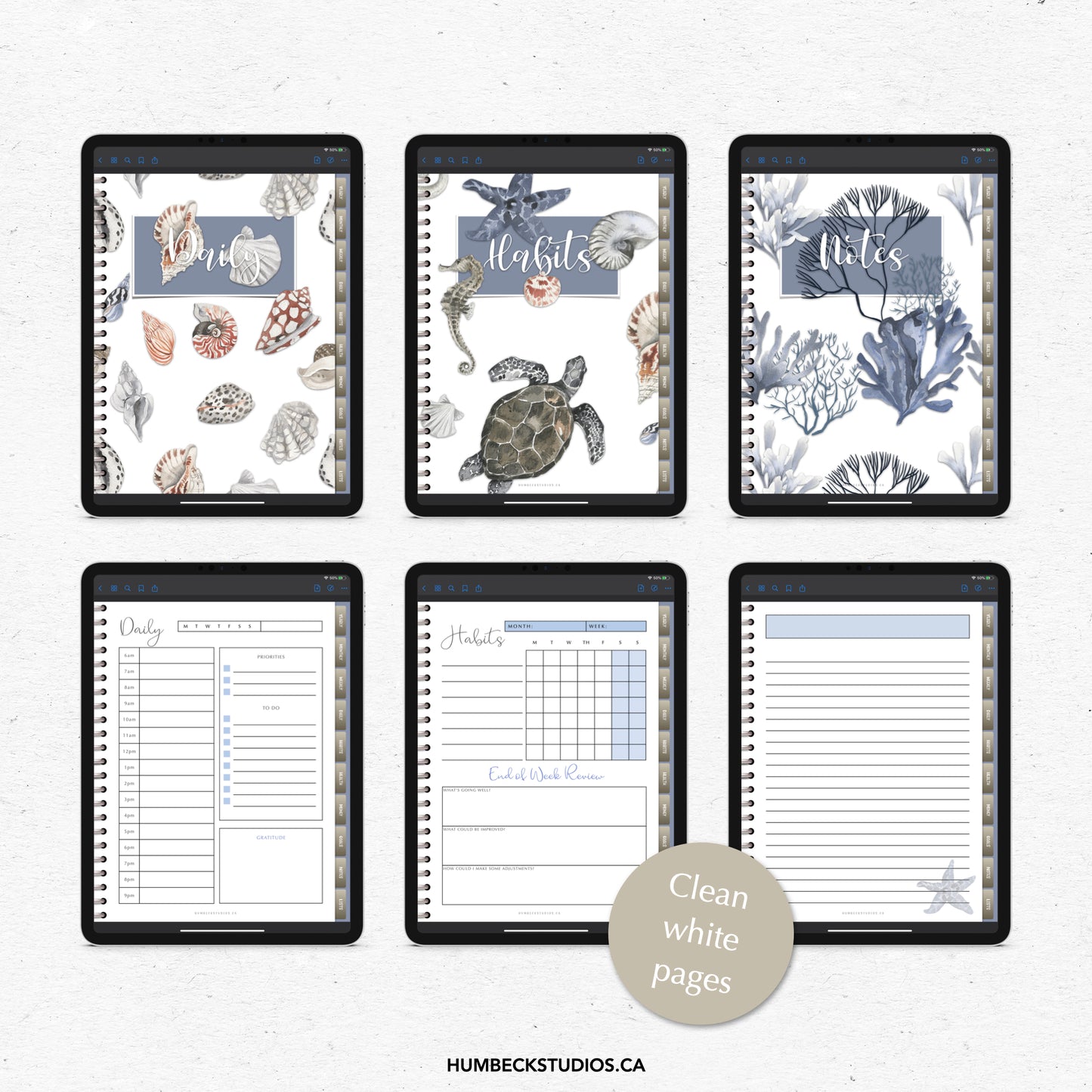 Watercolour Seas Undated Digital Planner