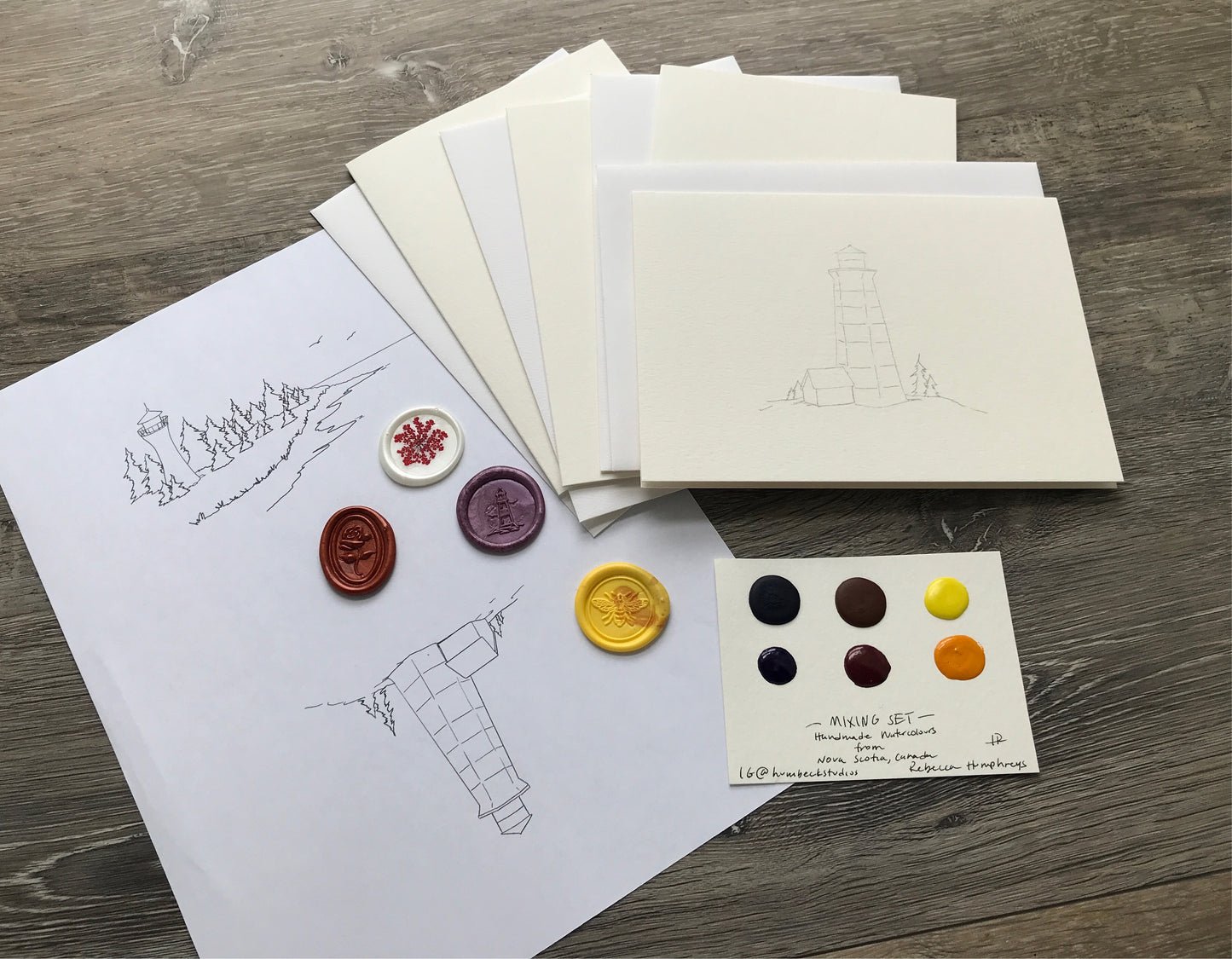 Watercolour Greeting Card DIY Kit, Lighthouses