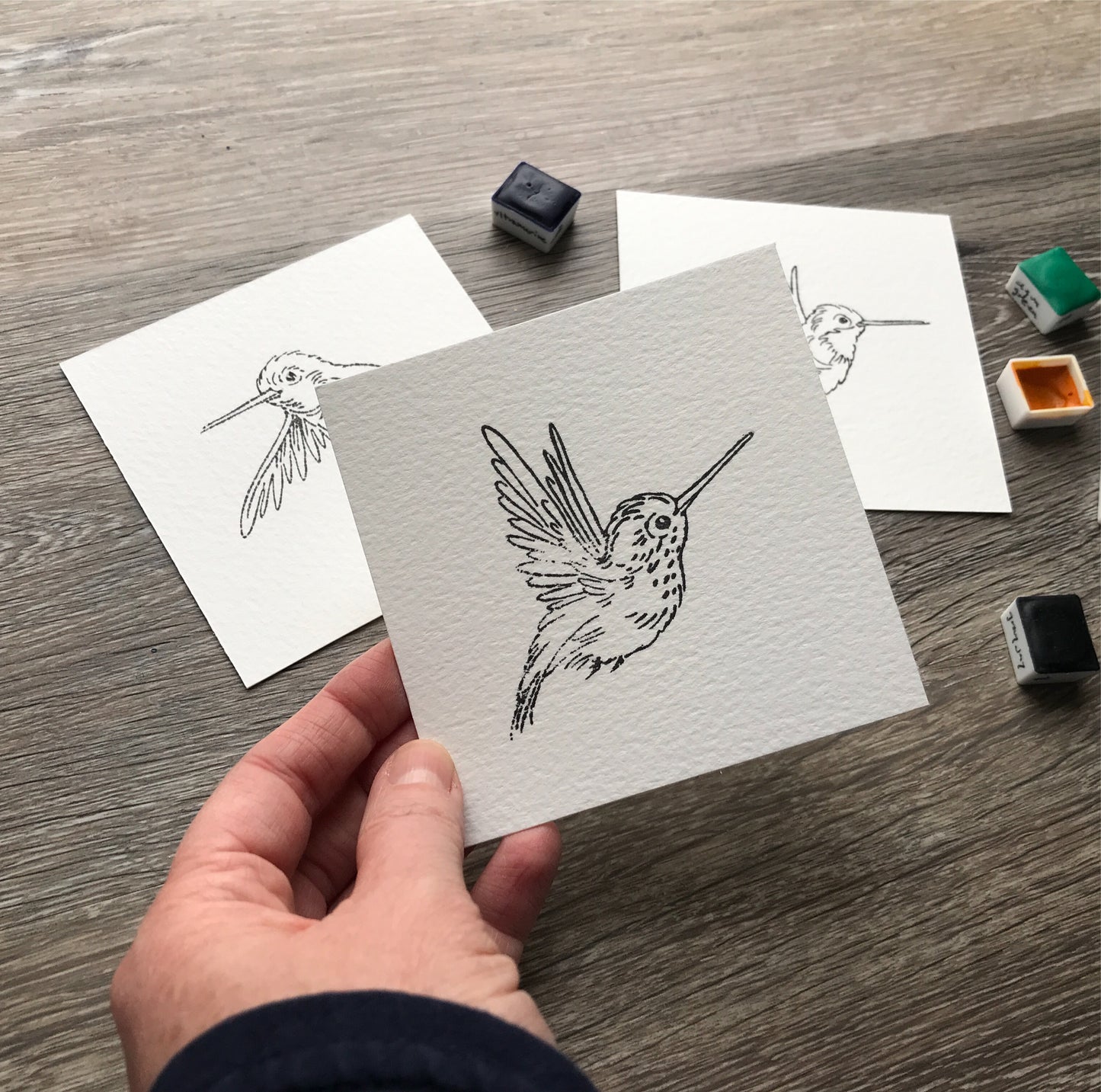 Ready-to-Paint Hummingbird Mini Card Trio