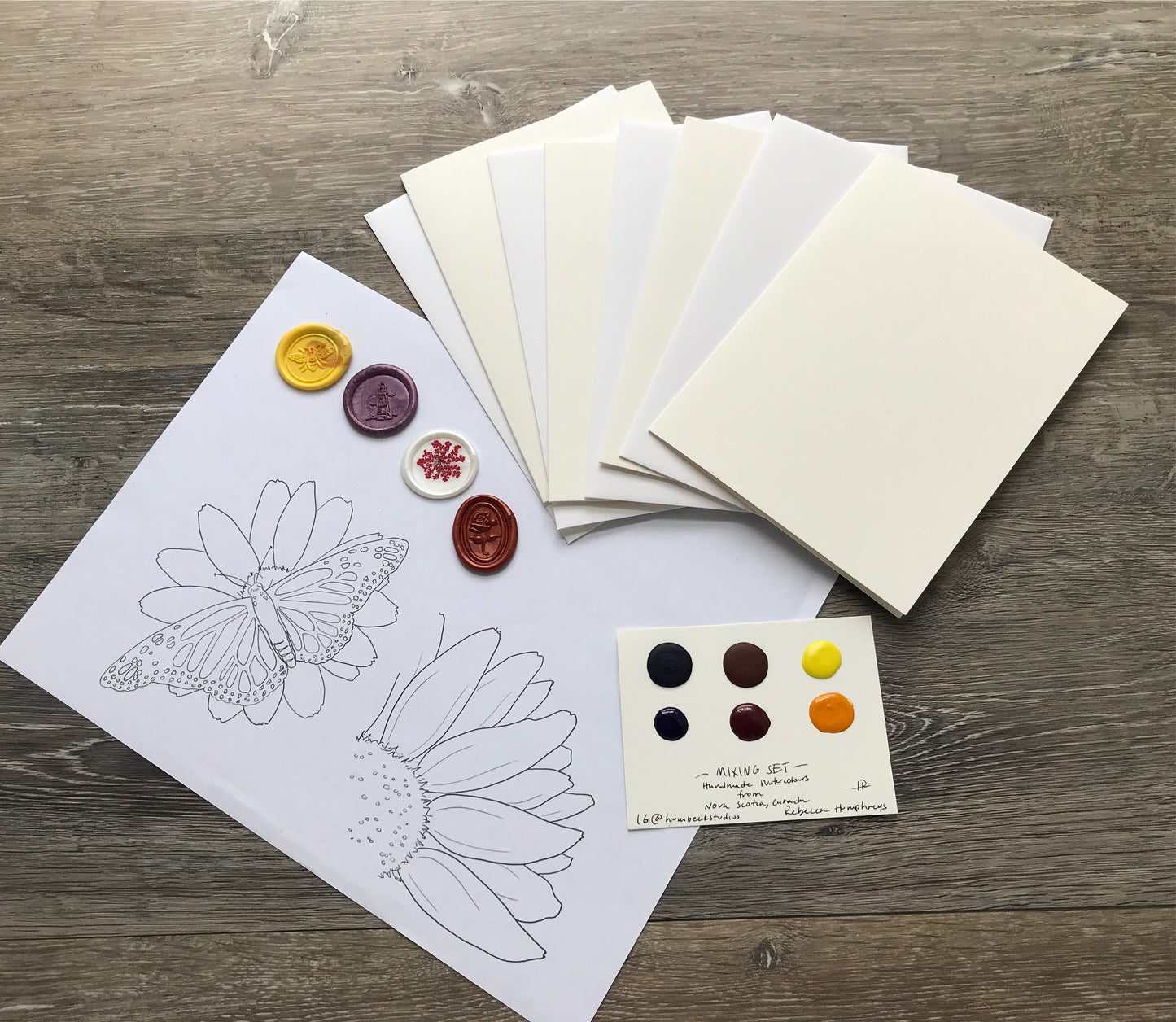 Watercolour Greeting Card DIY Kit, Sunflowers and Butterflies