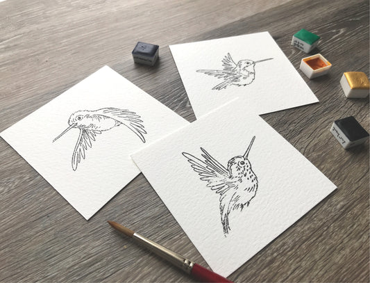 Ready-to-Paint Hummingbird Mini Card Trio