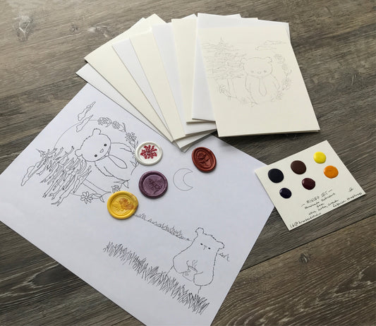 Watercolour Greeting Card DIY Kit, Teddy Bears