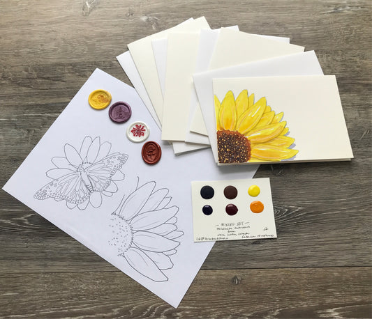 Watercolour Greeting Card DIY Kit, Sunflowers and Butterflies